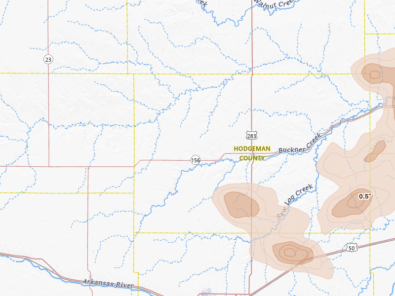 Radar-estimated hail-size map of the storm over Jetmore, KS