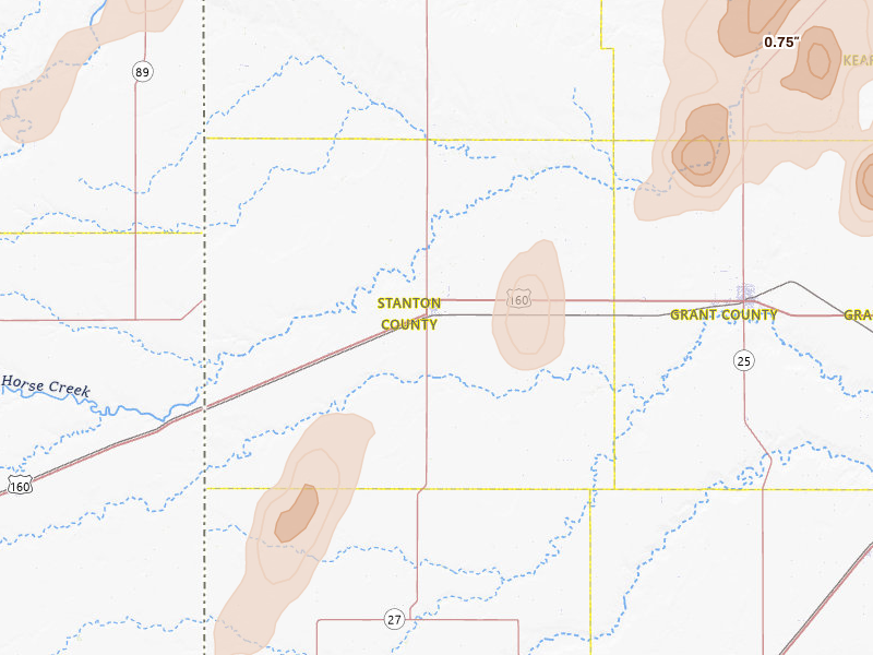 Radar-estimated hail-size map of the storm over Johnson, KS on Jun 30, 2026