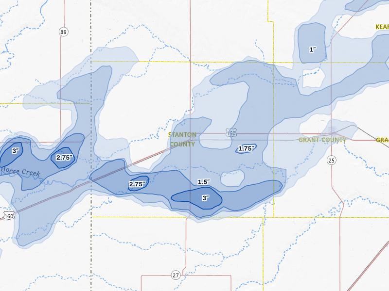 NEXRAD radar-signature map of the hail over Johnson, KS