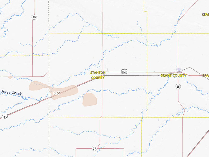 Radar-estimated hail-size map of the storm over Johnson, KS on Jul 30, 2026