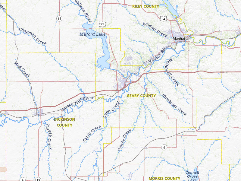 Radar-estimated hail-size map of the storm over Junction City, KS on Apr 9, 2026