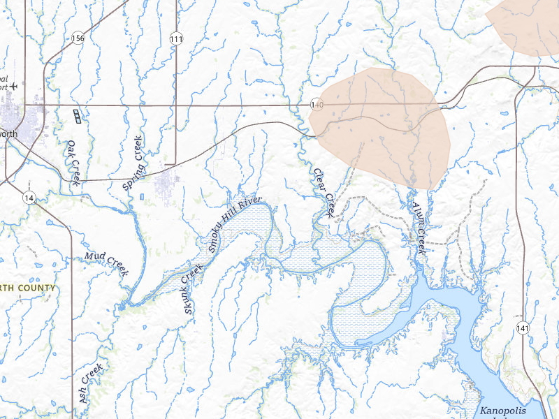 Radar-estimated hail-size map of the storm over Kanopolis, KS on Jun 10, 2026