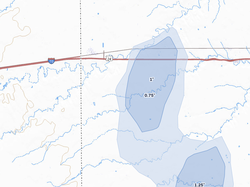 NEXRAD radar-signature map of the hail over Kanorado, KS