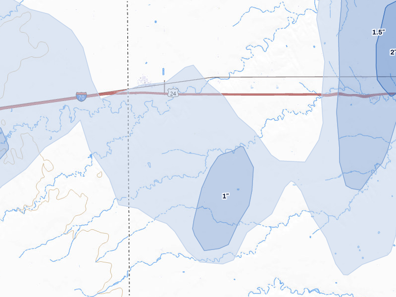 NEXRAD radar-signature map of the hail storm over Kanorado, KS on Jul 3, 2026