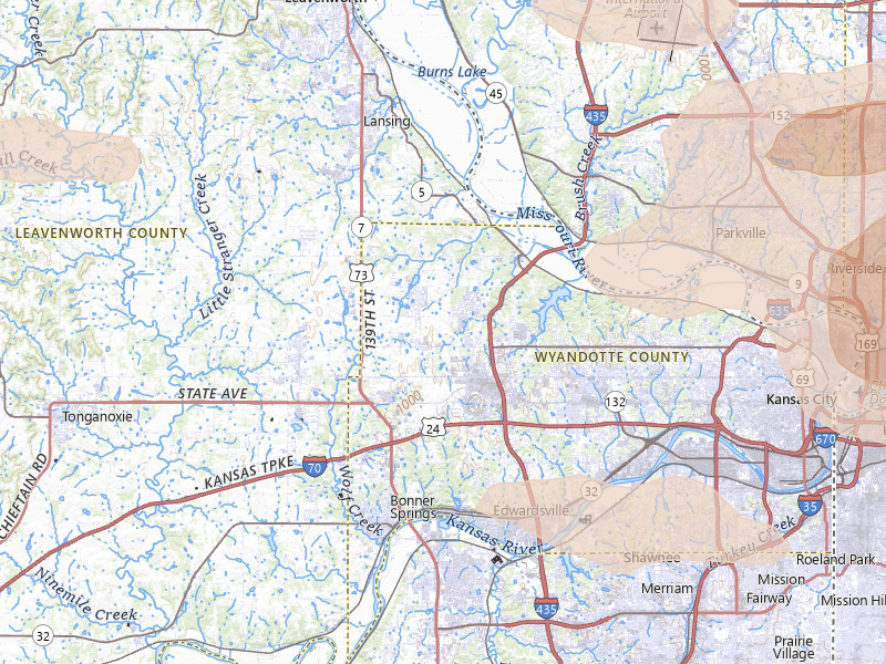 Radar-estimated hail-size map of the storm over Kansas City, KS on May 31, 2026