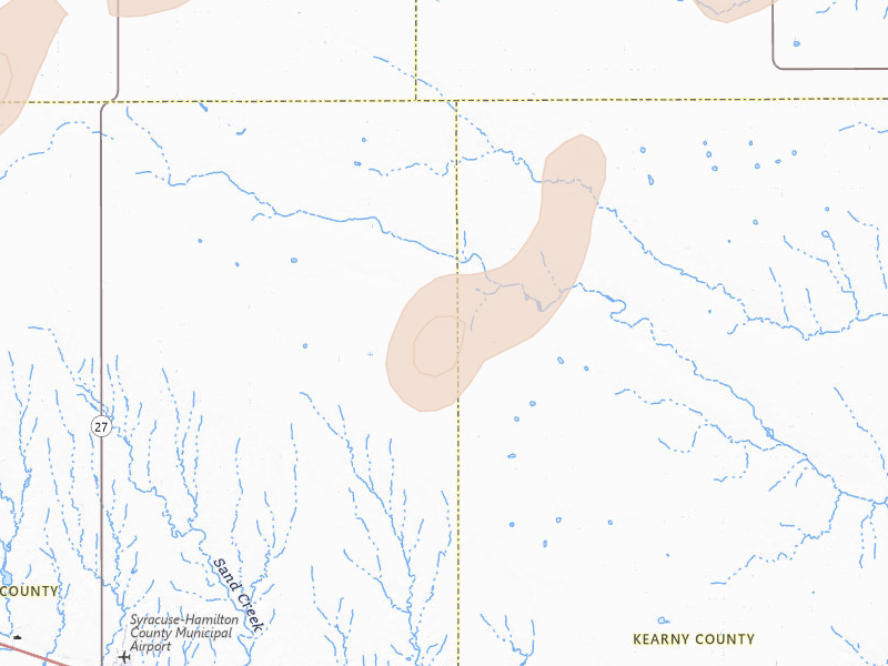 Radar-estimated hail-size map of the storm over Kendall, KS on Aug 13, 2026