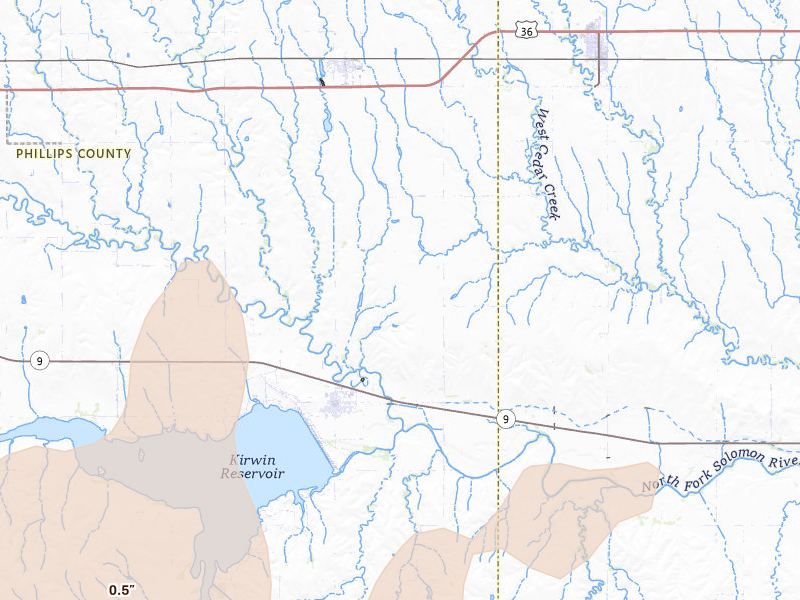 Radar-estimated hail-size map of the storm over Kensington, KS on May 30, 2026