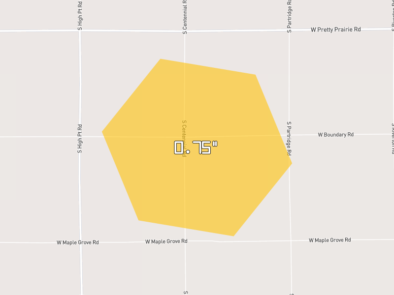 Hail map of Kingman, KS on Jun 4, 2026, hail up to 0.75"