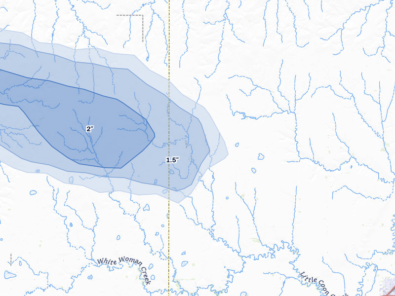 NEXRAD radar-signature map of the hail storm over Kinsley, KS on Aug 18, 2026