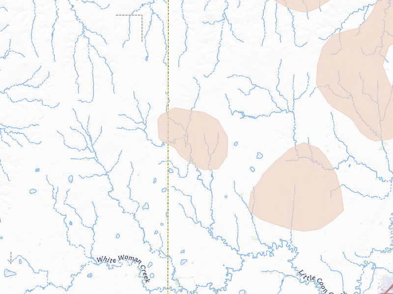 Radar-estimated hail-size map of the storm over Kinsley, KS on Aug 25, 2026