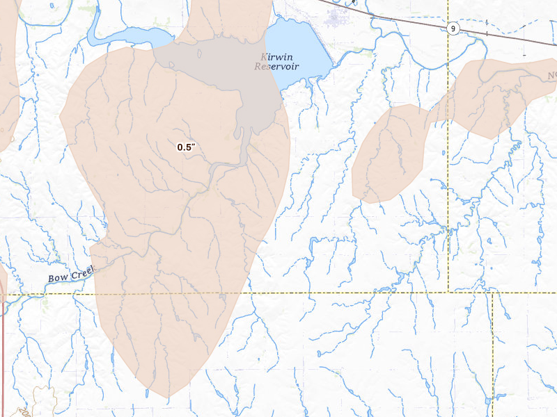 Radar-estimated hail-size map of the storm over Kirwin, KS on May 30, 2026