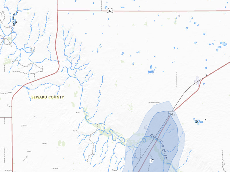NEXRAD radar-signature map of the hail storm over Kismet, KS on Jun 3, 2026