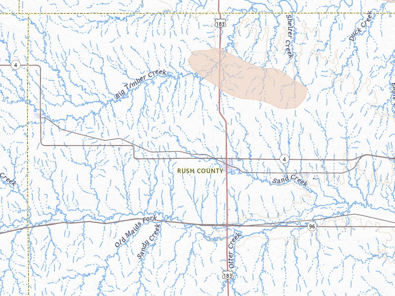 Radar-estimated hail-size map of the storm over La Crosse, KS on Apr 8, 2026