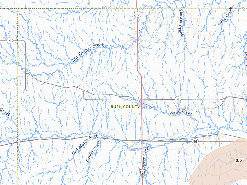 Radar-estimated hail-size map of the storm over La Crosse, KS on Apr 9, 2026