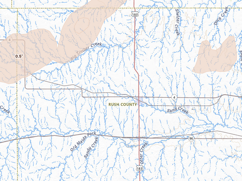 Radar-estimated hail-size map of the storm over La Crosse, KS on Apr 26, 2026