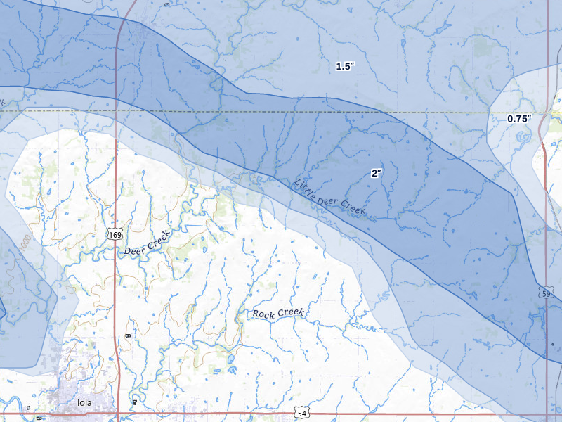 NEXRAD radar-signature map of the hail storm over La Harpe, KS on May 31, 2026