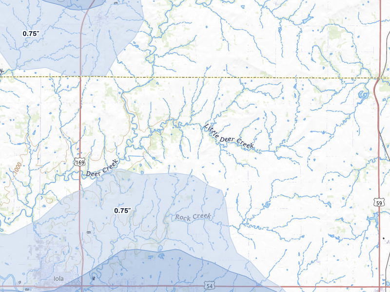 NEXRAD radar-signature map of the hail storm over La Harpe, KS on Jun 8, 2026