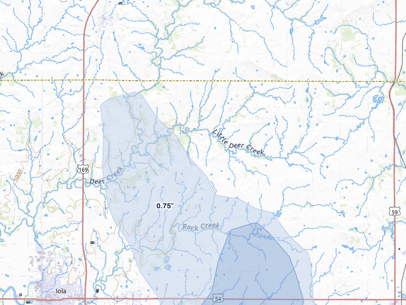 NEXRAD radar-signature map of the hail storm over La Harpe, KS on Jun 9, 2026