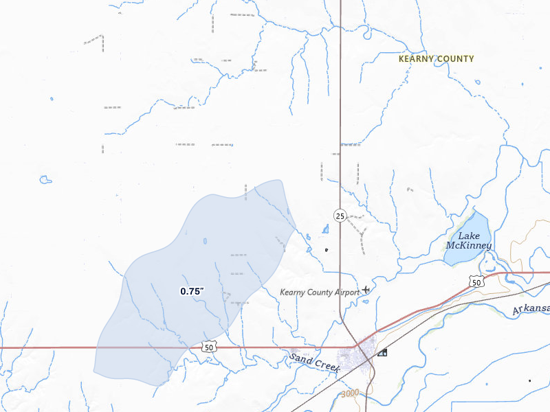 NEXRAD radar-signature map of the hail storm over Lakin, KS on Jun 1, 2026