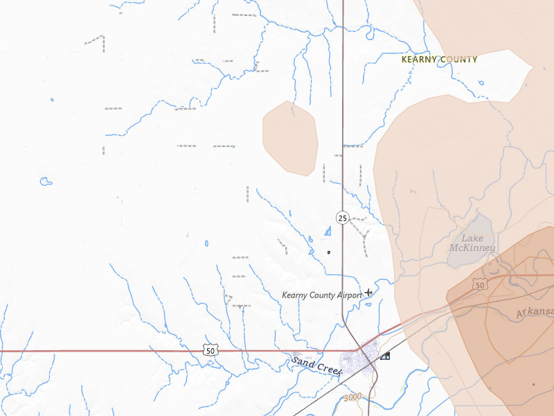 Radar-estimated hail-size map of the storm over Lakin, KS on Jun 22, 2026