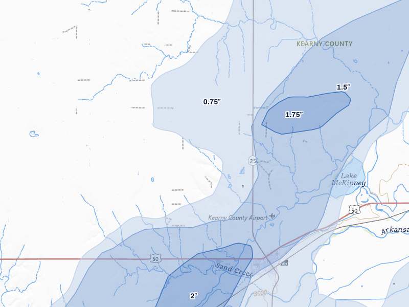 NEXRAD radar-signature map of the hail storm over Lakin, KS on Jun 30, 2026