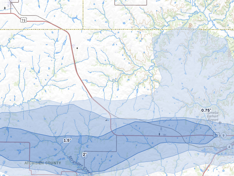 NEXRAD radar-signature map of the hail storm over Lancaster, KS on Jul 3, 2026