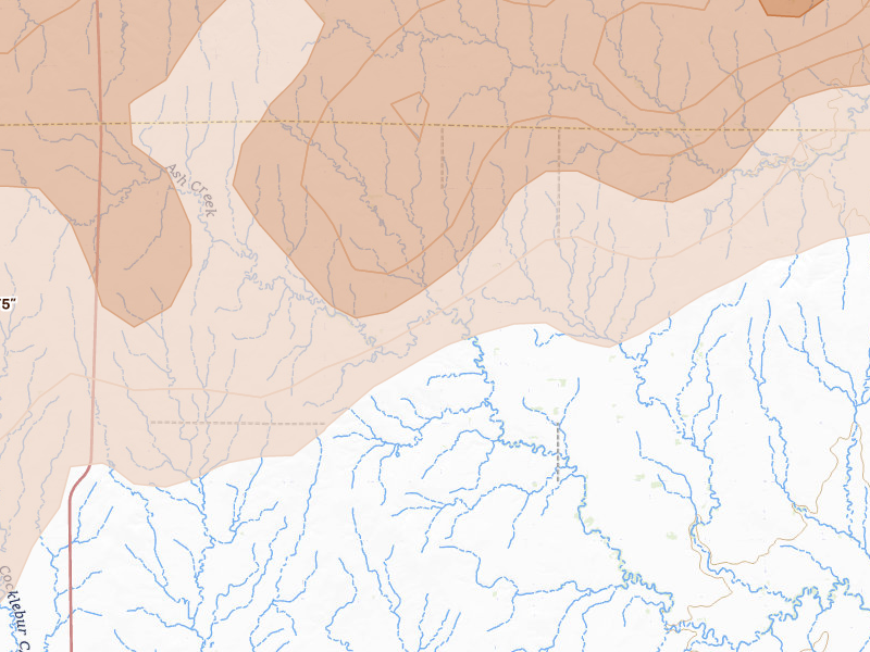 Radar-estimated hail-size map of the storm over Larned, KS on May 17, 2026