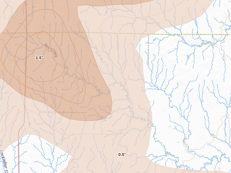Radar-estimated hail-size map of the storm over Larned, KS