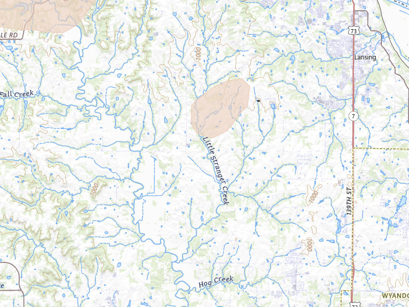 Radar-estimated hail-size map of the storm over Leavenworth, KS