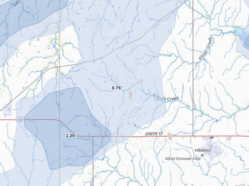 NEXRAD radar-signature map of the hail storm over Lehigh, KS on Mar 6, 2026