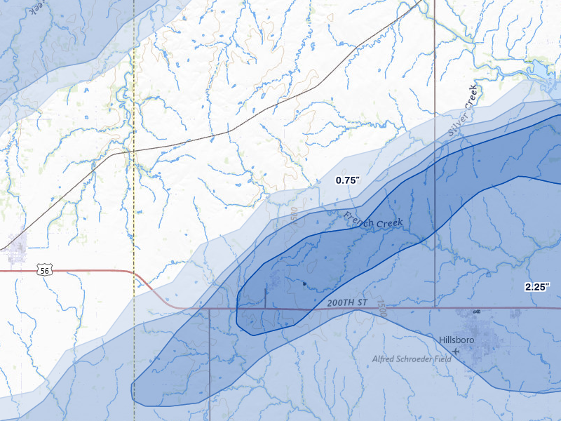 NEXRAD radar-signature map of the hail over Lehigh, KS