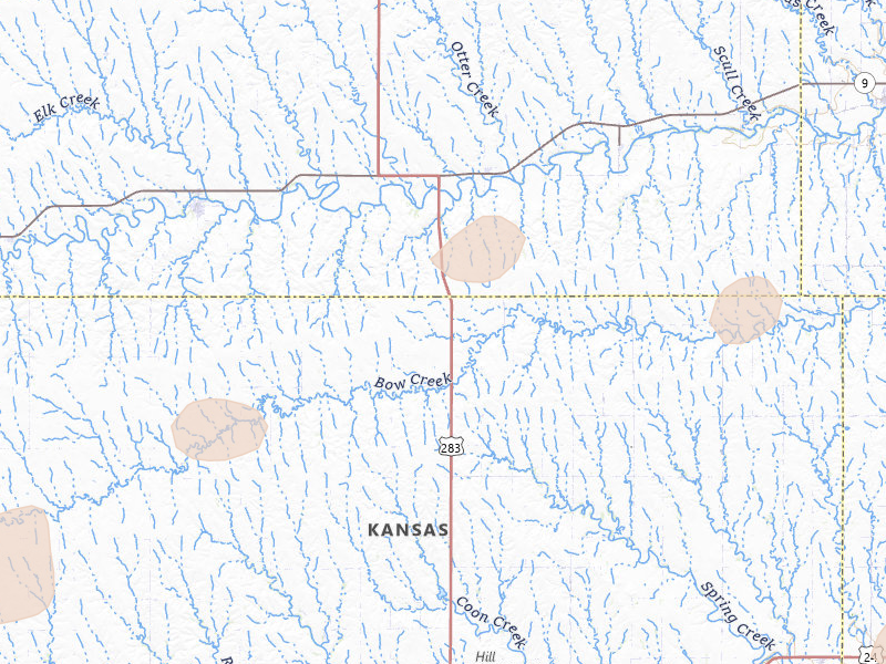 Radar-estimated hail-size map of the storm over Lenora, KS on Aug 13, 2026