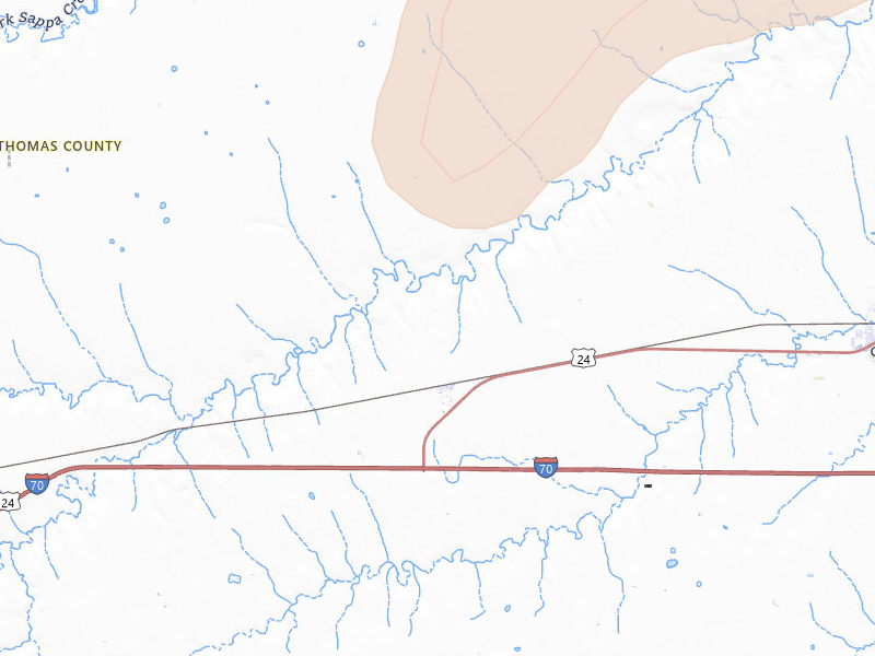 Radar-estimated hail-size map of the storm over Levant, KS on May 29, 2026