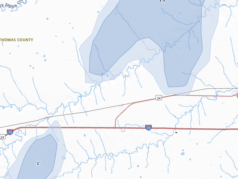 NEXRAD radar-signature map of the hail storm over Levant, KS on May 29, 2026