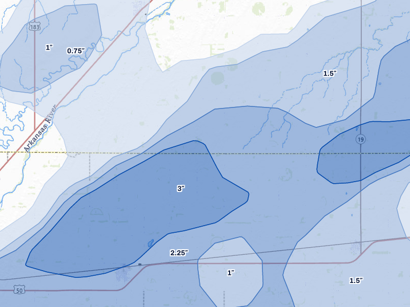 NEXRAD radar-signature map of the hail storm over Lewis, KS on May 18, 2026