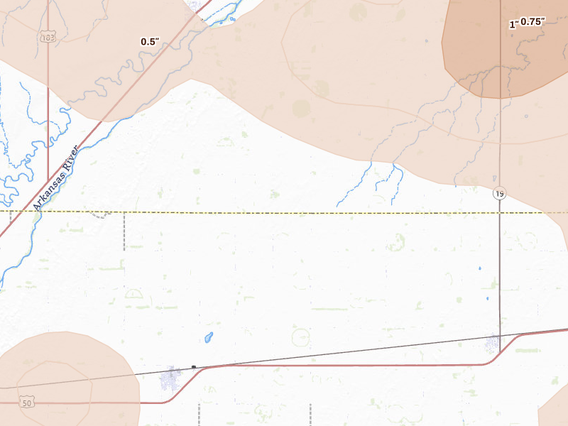 Radar-estimated hail-size map of the storm over Lewis, KS