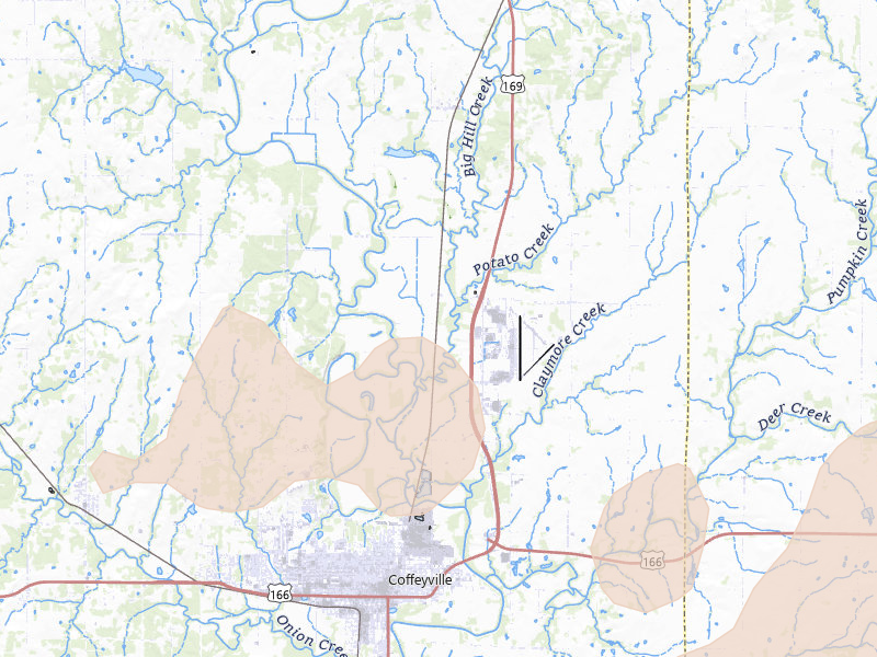 Radar-estimated hail-size map of the storm over Liberty, KS on Jun 7, 2026