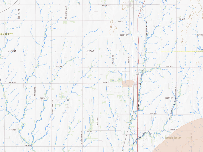 Radar-estimated hail-size map of the storm over Lincolnville, KS