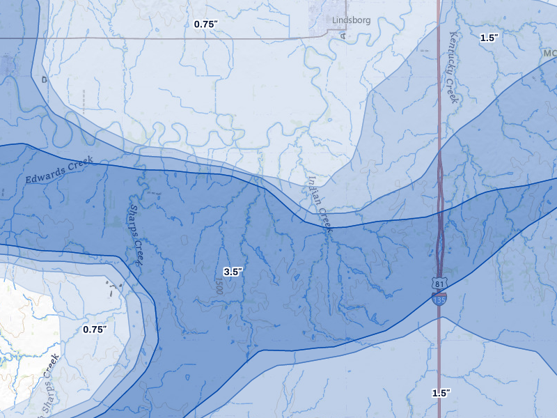 NEXRAD radar-signature map of the hail over Lindsborg, KS