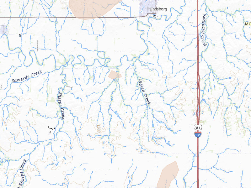 Radar-estimated hail-size map of the storm over Lindsborg, KS on May 18, 2026