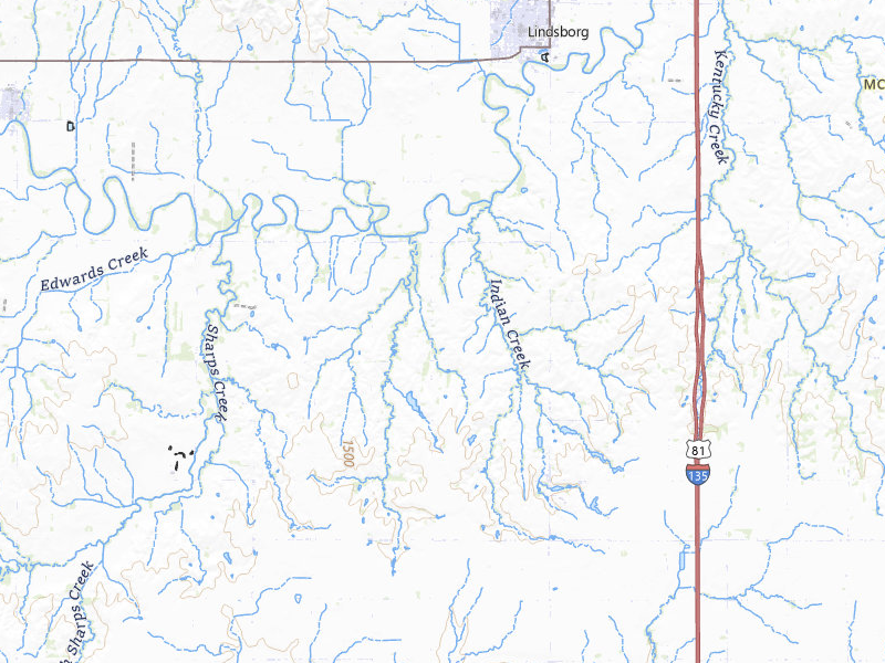 Radar-estimated hail-size map of the storm over Lindsborg, KS on Jun 8, 2026