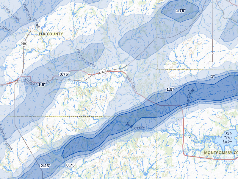 NEXRAD radar-signature map of the hail storm over Longton, KS on Apr 17, 2026