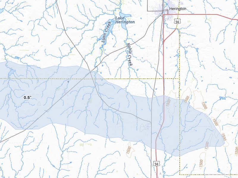 NEXRAD radar-signature map of the hail storm over Lost Springs, KS on May 4, 2026
