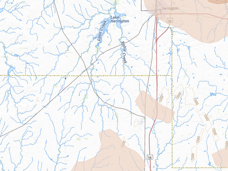 Radar-estimated hail-size map of the storm over Lost Springs, KS on May 18, 2026