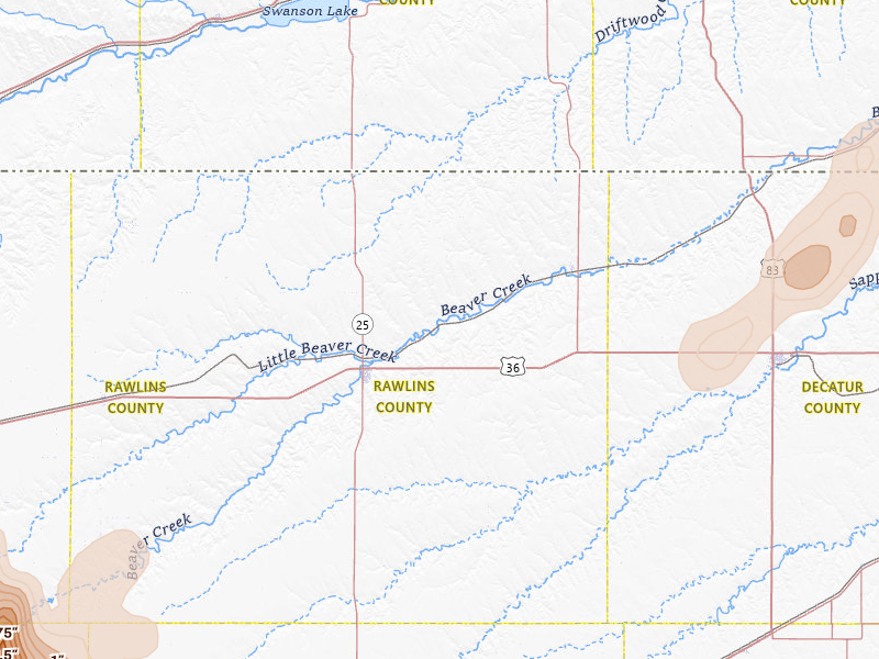 Radar-estimated hail-size map of the storm over Ludell, KS on May 16, 2026