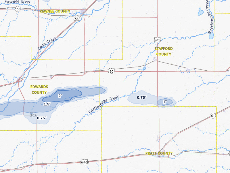 NEXRAD radar-signature map of the hail storm over Macksville, KS on Apr 9, 2026
