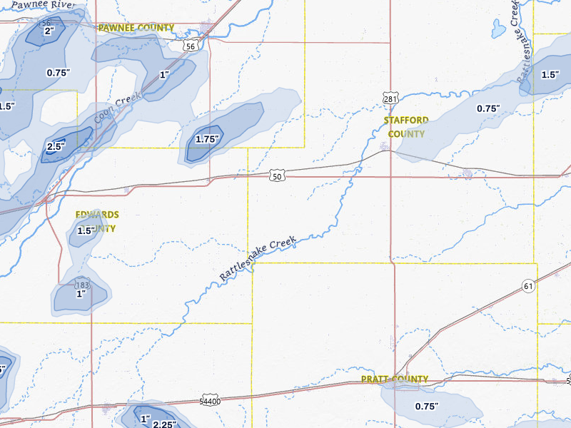 NEXRAD radar-signature map of the hail storm over Macksville, KS on Jul 9, 2026