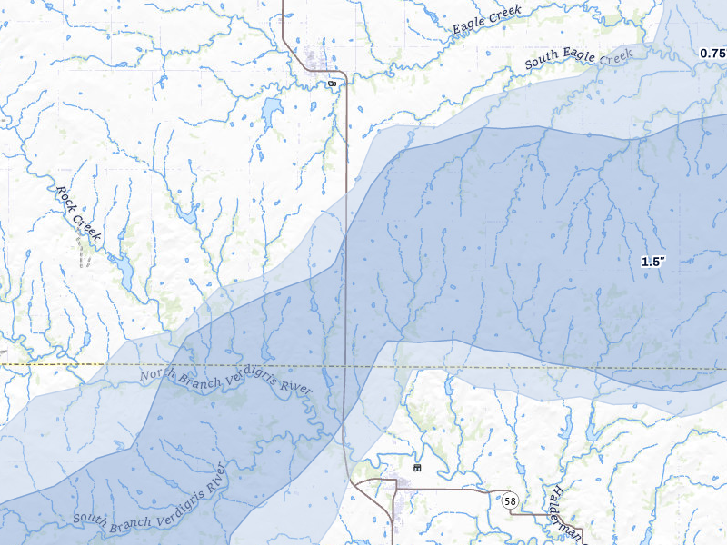 NEXRAD radar-signature map of the hail storm over Madison, KS on May 30, 2026