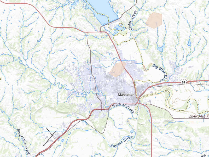 Radar-estimated hail-size map of the storm over Manhattan, KS on Mar 5, 2026