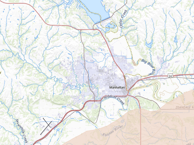 Radar-estimated hail-size map of the storm over Manhattan, KS on Apr 26, 2026